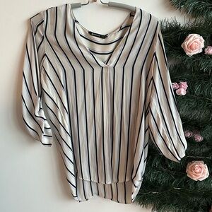 Stradivarius Black and White Striped Blouse